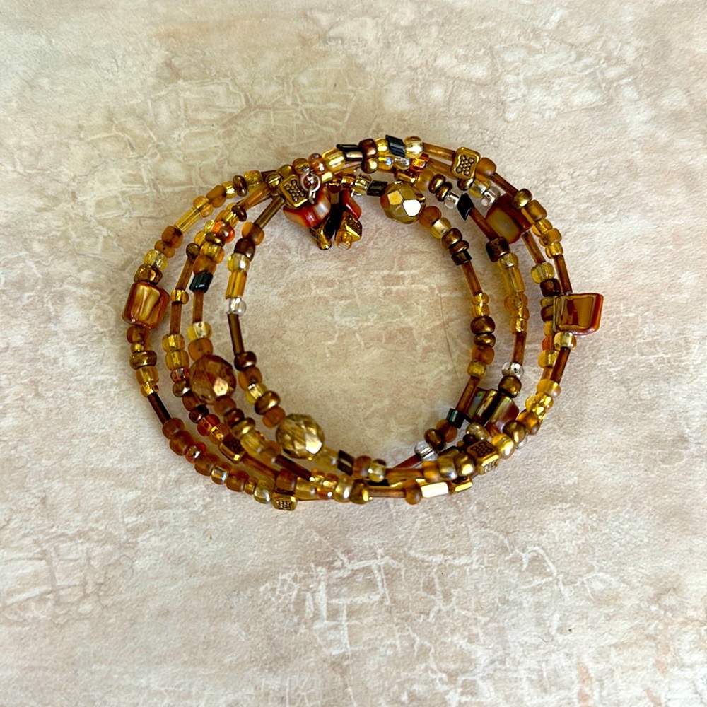 Beautiful Wrap Bracelet in Golden Fall Colors